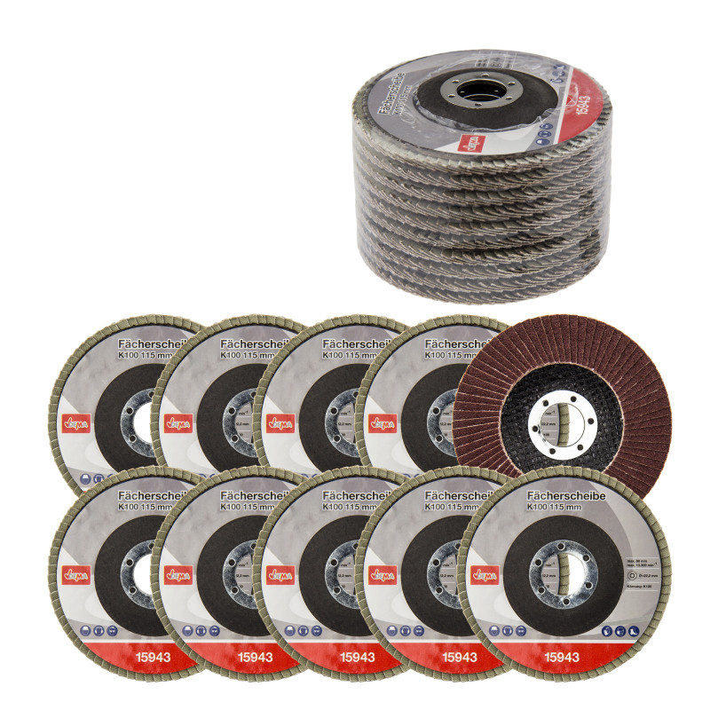 DEMA Lamelový vejárový brúsny kotúč 115 mm K100, 10 ks