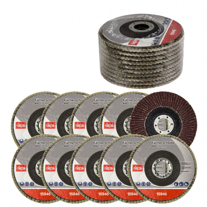 Lamelový vejárový brúsny kotúč 125 mm K60, 10 ks Lamelový vejárový brúsny kotúč 125 mm K60, 10 ks