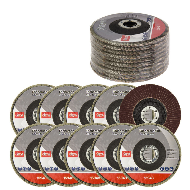 DEMA Lamelový vejárový brúsny kotúč 125 mm K100, 10 ks