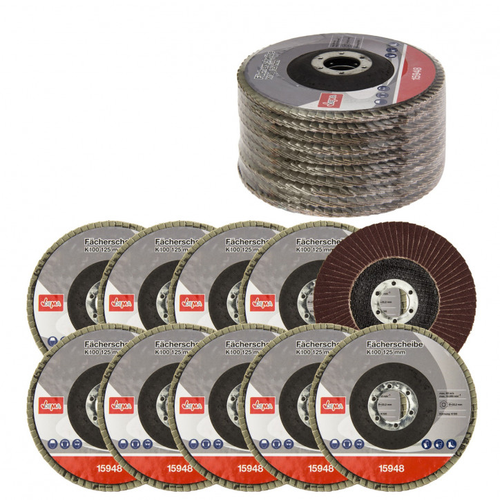 Lamelový vejárový brúsny kotúč 125 mm K100, 10 ks Lamelový vejárový brúsny kotúč 125 mm K100, 10 ks