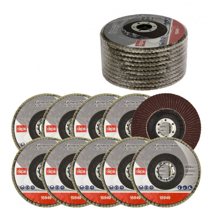 Lamelový vejárový brúsny kotúč 125 mm K120, 10 ks Lamelový vejárový brúsny kotúč 125 mm K120, 10 ks