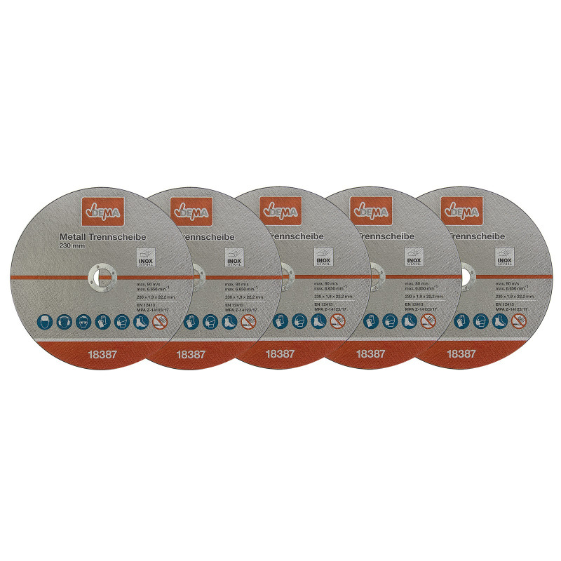 DEMA Rezný kotúč na kov 230x1,9x22,2 mm, 5 ks