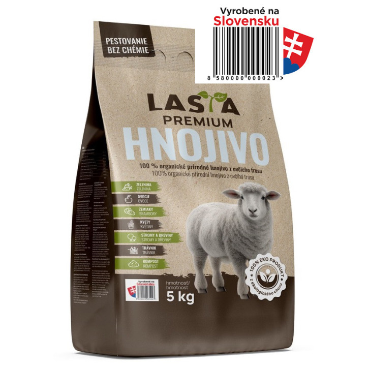 Organické prírodné hnojivo z ovčieho trusu Lasta PREMIUM 5 kg Organické prírodné hnojivo z ovčieho trusu Lasta PREMIUM 5 kg