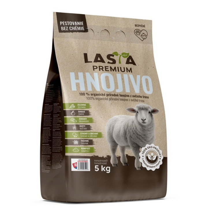 Organické prírodné hnojivo z ovčieho trusu Lasta PREMIUM 5 kg Organické prírodné hnojivo z ovčieho trusu Lasta PREMIUM 5 kg