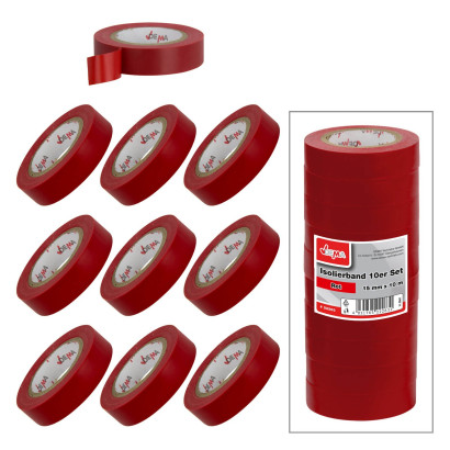 Elektrikárska izolačná páska 15 mm / 10 m, červená, 10 ks