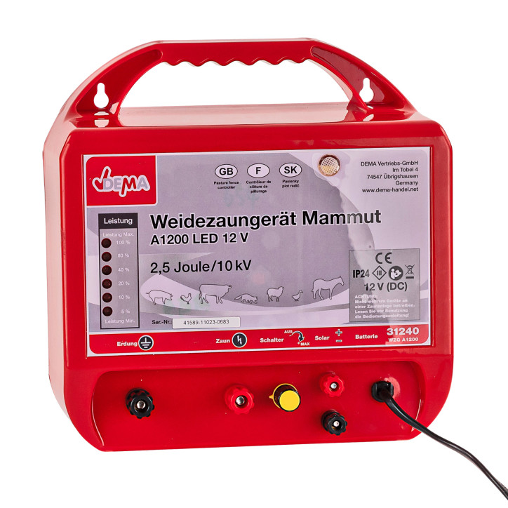 Elektrický ohradník 12 V 2,5 J do 10000 V Mammut A1200 LED Elektrický ohradník 12 V 2,5 J do 10000 V Mammut A1200 LED
