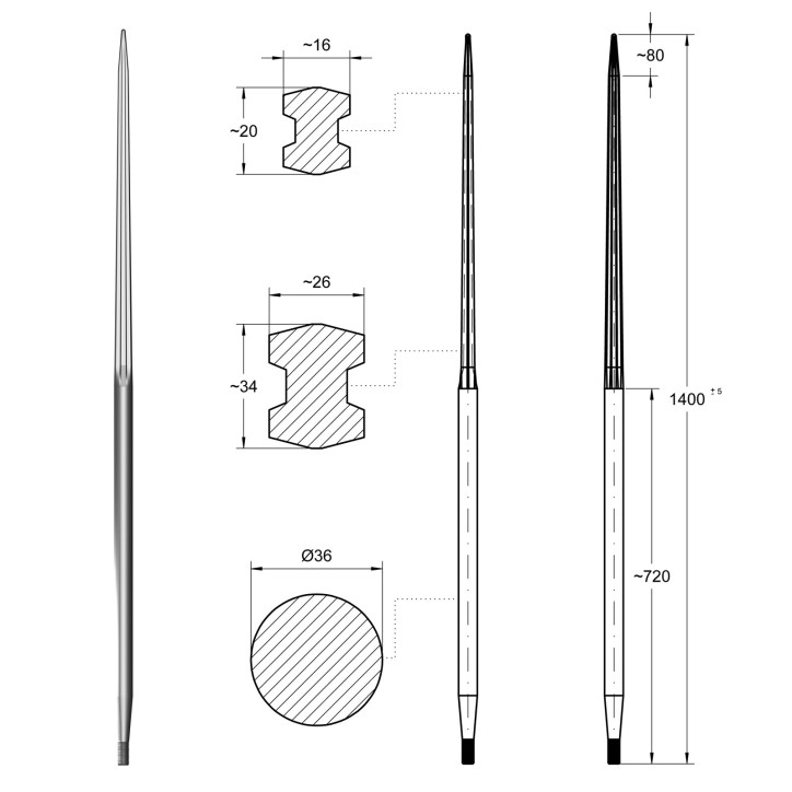 Hrot čelného nakladača 22x1,5/1400 mm Hrot čelného nakladača 22x1,5/1400 mm