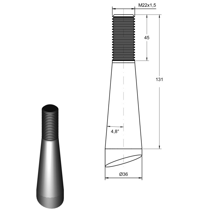 Hrot čelného nakladača ohnutý 22x1,5/680 mm Hrot čelného nakladača ohnutý 22x1,5/680 mm