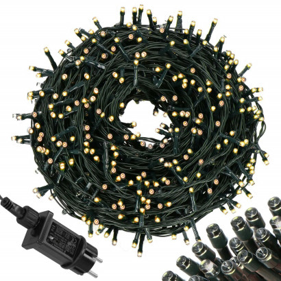 LED svetelná reťaz - 12,5m, 200LED, 8 funkcií, IP44, teplá biela