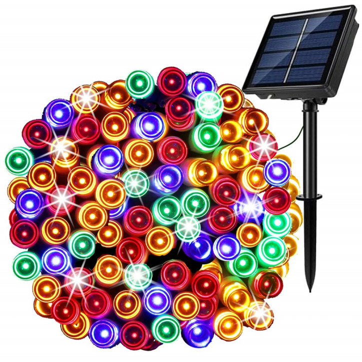 LED reťaz - 12m, 100LED, 8 funkcií, solar, IP44, multicolor LED reťaz - 12m, 100LED, 8 funkcií, solar, IP44, multicolor
