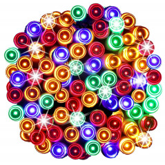 LED reťaz - 12m, 100LED, 8 funkcií, solar, IP44, multicolor