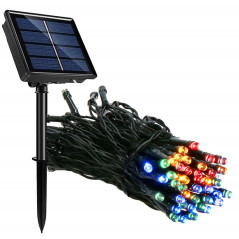 LED reťaz - 12m, 100LED, 8 funkcií, solar, IP44, multicolor