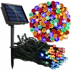 LED reťaz - 12m, 100LED, 8 funkcií, solar, IP44, multicolor