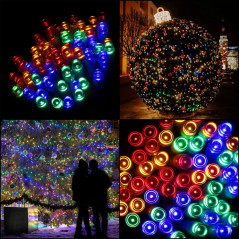 LED reťaz - 12m, 100LED, 8 funkcií, solar, IP44, multicolor