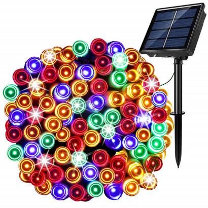 LED reťaz - 22m, 200LED, 8 funkcií, solar, IP44, multicolor