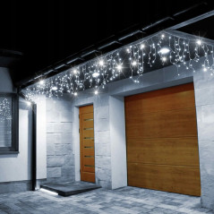 LED kvaple - 22,5m, 500LED, časovač, IP44, studená biela + záblesky