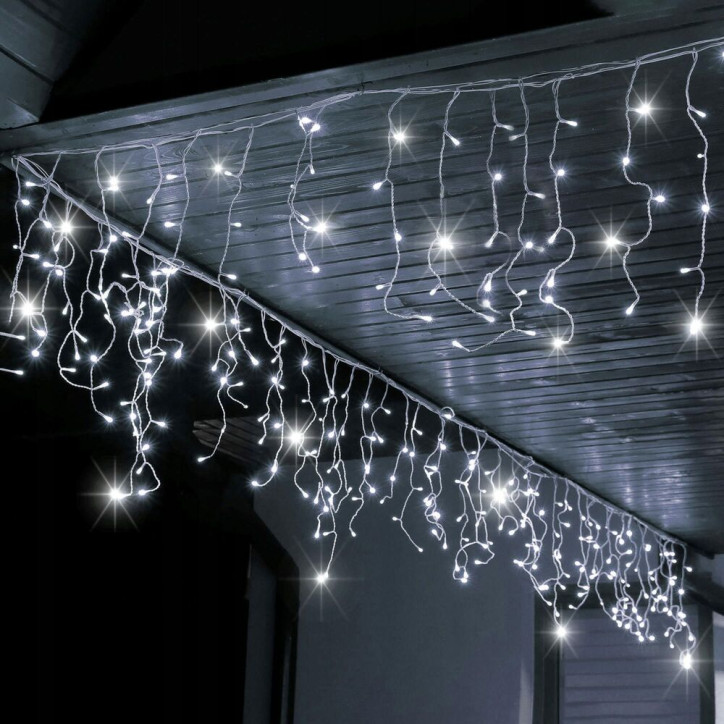 LED kvaple - 22,5m, 500LED, časovač, IP44, studená biela + záblesky LED kvaple - 22,5m, 500LED, časovač, IP44, studená biela + záblesky