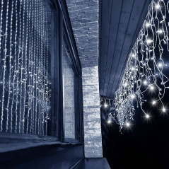 LED kvaple - 22,5m, 500LED, časovač, IP44, studená biela + záblesky