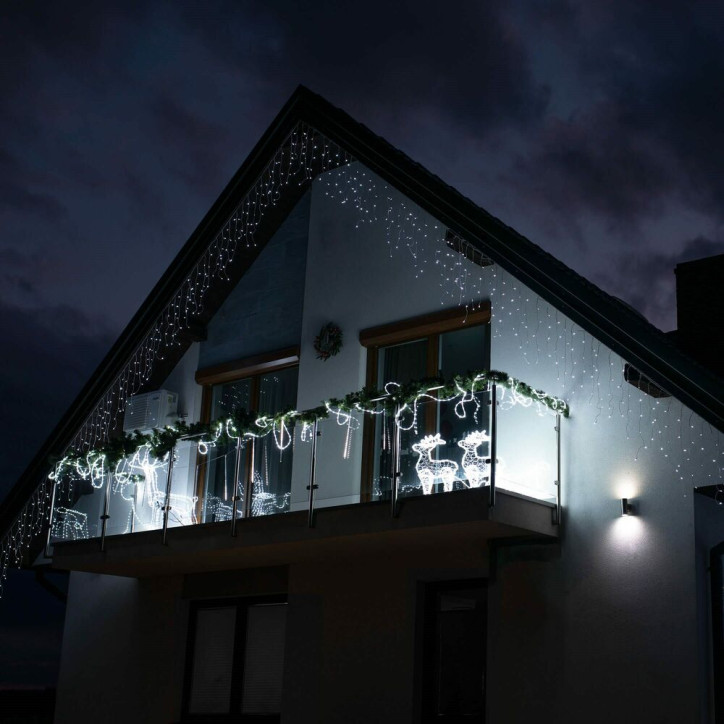 LED kvaple - 22,5m, 500LED, časovač, IP44, studená biela + záblesky LED kvaple - 22,5m, 500LED, časovač, IP44, studená biela + záblesky