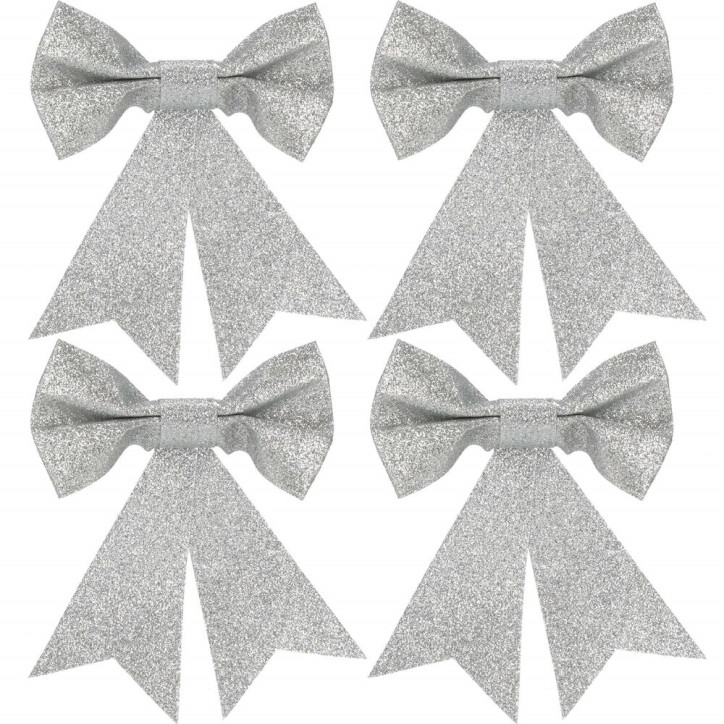 Vianočná mašľa 13x11,5cm strieborná sada 4ks, vianočné dekorácie Vianočná mašľa 13x11,5cm strieborná sada 4ks, vianočné dekorácie