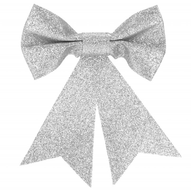 Vianočná mašľa 13x11,5cm strieborná sada 4ks, vianočné dekorácie Vianočná mašľa 13x11,5cm strieborná sada 4ks, vianočné dekorácie