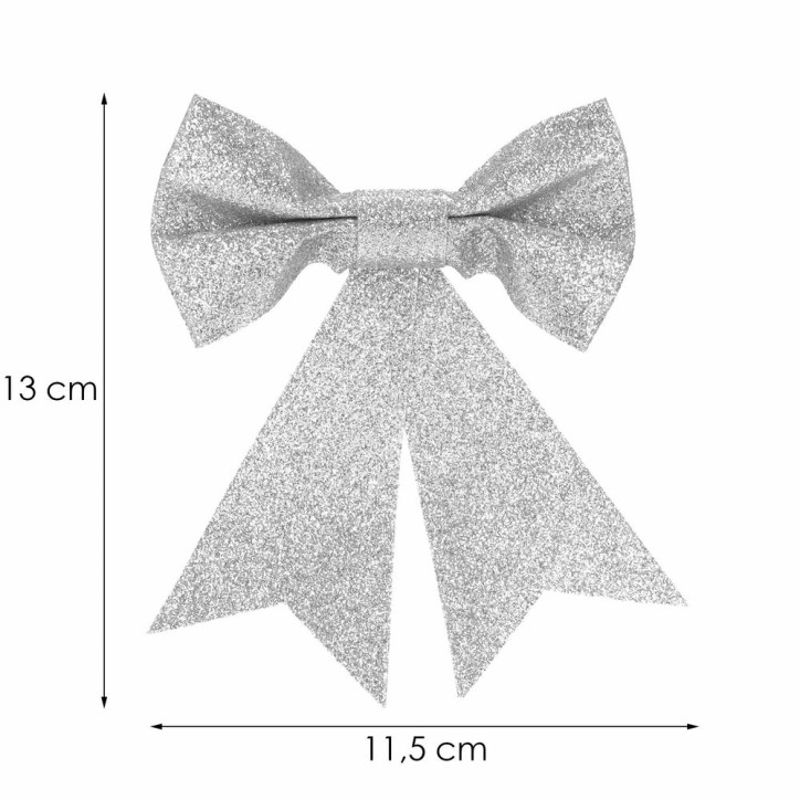 Vianočná mašľa 13x11,5cm strieborná sada 4ks, vianočné dekorácie Vianočná mašľa 13x11,5cm strieborná sada 4ks, vianočné dekorácie