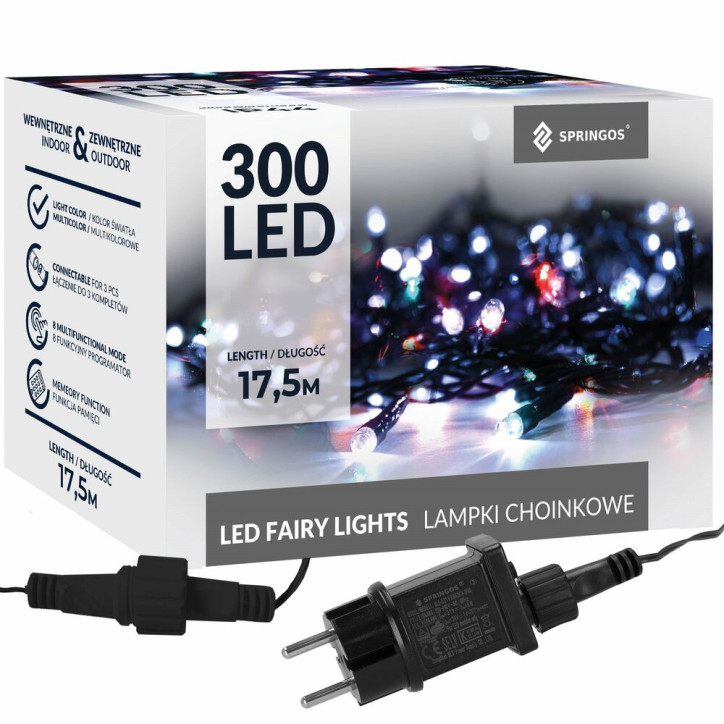 LED svetelná reťaz - 17,5m, 300LED, 8 funkcií, IP44, multicolor LED svetelná reťaz - 17,5m, 300LED, 8 funkcií, IP44, multicolor