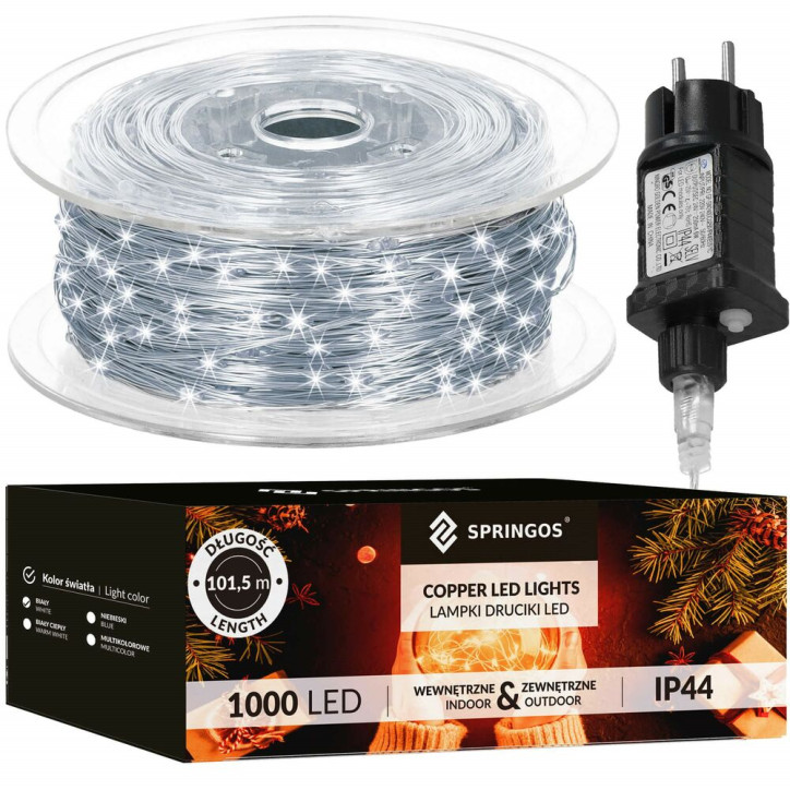 LED reťaz Nano - 100m, 1000LED, 8 funkcií, pamäť, IP44, studená biela LED reťaz Nano - 100m, 1000LED, 8 funkcií, pamäť, IP44, studená biela