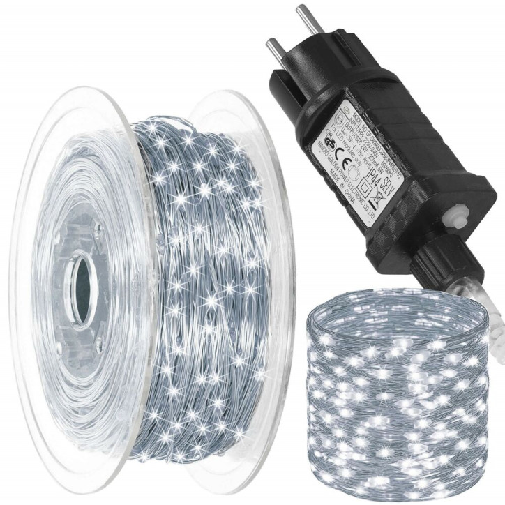 LED reťaz Nano - 100m, 1000LED, 8 funkcií, pamäť, IP44, studená biela LED reťaz Nano - 100m, 1000LED, 8 funkcií, pamäť, IP44, studená biela