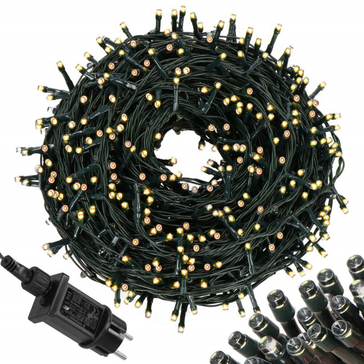 LED svetelná reťaz - 40m, 750LED, 8 funkcií, pamäť, IP44, teplá biela LED svetelná reťaz - 40m, 750LED, 8 funkcií, pamäť, IP44, teplá biela