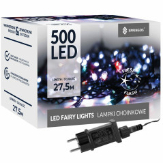 LED svetelná reťaz - 27,5m, 500LED, IP44, multicolor + záblesky