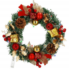 Adventný veniec svietiaci s ozdobami 30cm, vianočné dekorácie