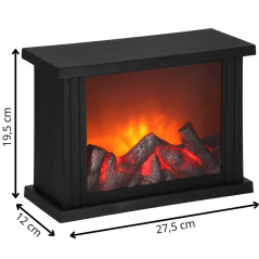 LED krb s efektom horiaceho dreva - 27,5 cm, 3xC, čierna