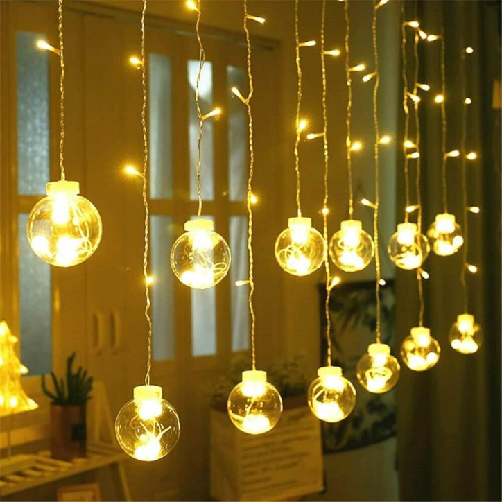 LED svetelný záves banky - 2,5x1m, 108LED, 8 funkcií, IP20, teplá biela LED svetelný záves banky - 2,5x1m, 108LED, 8 funkcií, IP20, teplá biela