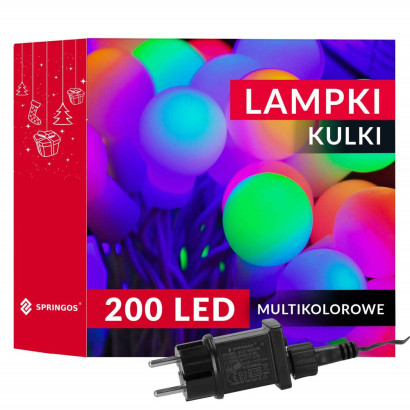 LED svetelná reťaz - 17,5m, 200LED, 8 funkcií, pamäť, IP44, multicolor