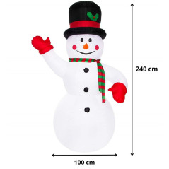 LED nafukovací Snehuliak 240 cm, IP44, studená biela