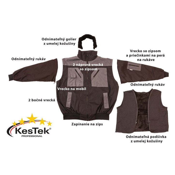 Celoročná pracovná bunda 4v1, zelená/oranžová, XXL Celoročná pracovná bunda 4v1, zelená/oranžová, XXL
