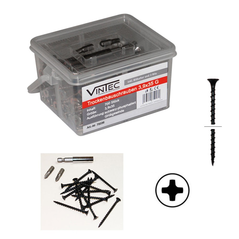 Vintec Skrutky do sadrokartónu 3,9x35 G, 700 ks Vintec Skrutky do sadrokartónu 3,9x35 G, 700 ks