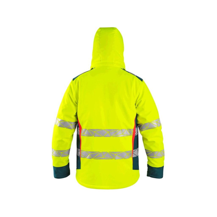 Bunda CXS BEDFORD WINTER, výstražná, zimná, pánska, softshell, žlto-petrolová, veľ. XL
