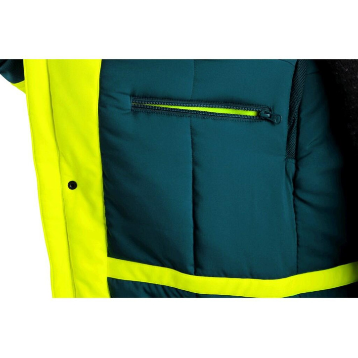 Bunda CXS BEDFORD WINTER, výstražná, zimná, pánska, softshell, žlto-petrolová, veľ. XL
