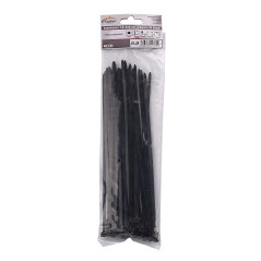Sťahovacie pásky plastové 4,8x250 mm, čierne, 50 ks