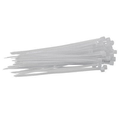 Sťahovacie pásky plastové 2,5x100 mm, biele, 50 ks