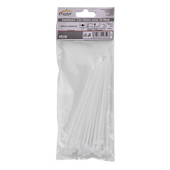 Sťahovacie pásky plastové 3,6x150 mm, biele, 50 ks