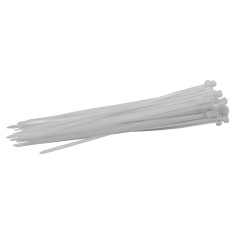 Sťahovacie pásky plastové 4,8x250 mm, biele, 50 ks