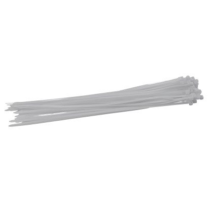Sťahovacie pásky plastové 4,8x350 mm, biele, 50 ks