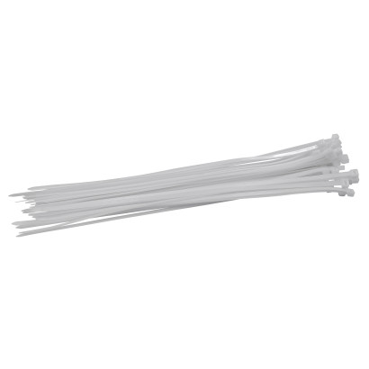Sťahovacie pásky plastové 7,6x450 mm, biele, 50 ks