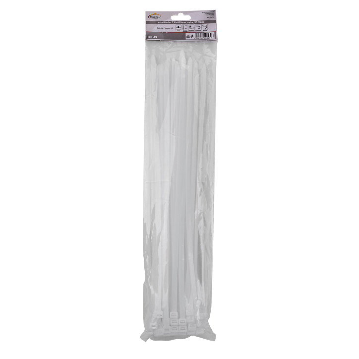 Sťahovacie pásky plastové 7,6x450 mm, biele, 50 ks Sťahovacie pásky plastové 7,6x450 mm, biele, 50 ks