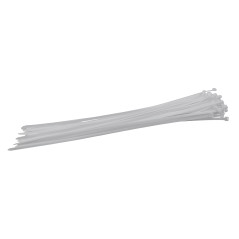 Sťahovacie pásky plastové 7,6x600 mm, biele, 50 ks