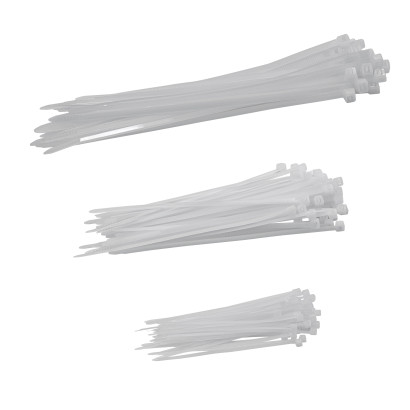 Sťahovacie pásky plastové 100/150/200 mm, biele, 3x 25 ks