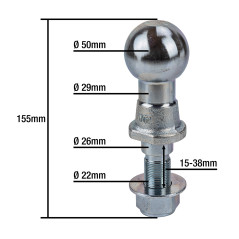 Ťažná guľa do závesu 50 mm, 3500 kg